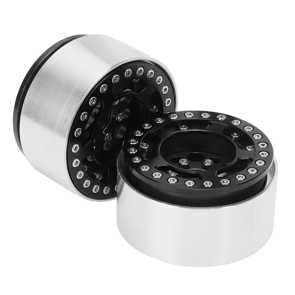 2pcs 1.9 Inch Beadlock Wheels Aluminum Alloy CNC Machining Universal RC Wheel Rims for Crawler Black