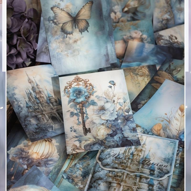 50 Sheets/Pack Vintage Fantasy Background Palace Flower Decoration Material Paper Perfect for Journal Scrapbooking DIY Supplies