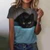 Lovely Cat Print Women O-Neck T-Shirts Kawaii Style Pullover Loose Short Sleeves Oversized Tee Shirt Summer Female Clothing 2024 EMA