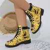 Fashion Ladies Shoes On Sale 2024 New Lace Up Women's Boots Autumn Round Toe Mixed Colors Short Barrel Low-heeled Large Size Naked Boots