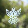 2PCS Angel Wing Hanging Suncatcher Religious DIY Metal Wind Chimes Spinner Connector Pendant Mirror Garden Decor Bird Deterrent