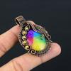 Rainbow Solar Quartz Gemstone Jewelry Pure Copper Wire Wrapped Handmade Pendant