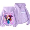 Children Tops Hoodie KPop Demon Hunters Zipper Style Purple Coat Boys Black Girls Pink Sweatshirt Clothing Age 3-14 Kid Suitable