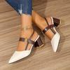 Ladies Pointed Toe Baotou Thick Heel Fashion Sandals Medium Heel Versatile Shoes