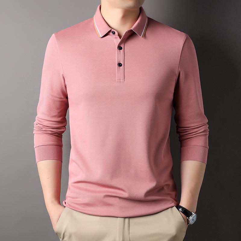 Long-sleeved T-shirt for Men, Autumn New Solid Color Lapel T-shirt for Young and Middle-aged People, POLO Shirt, Bottoming Shirt