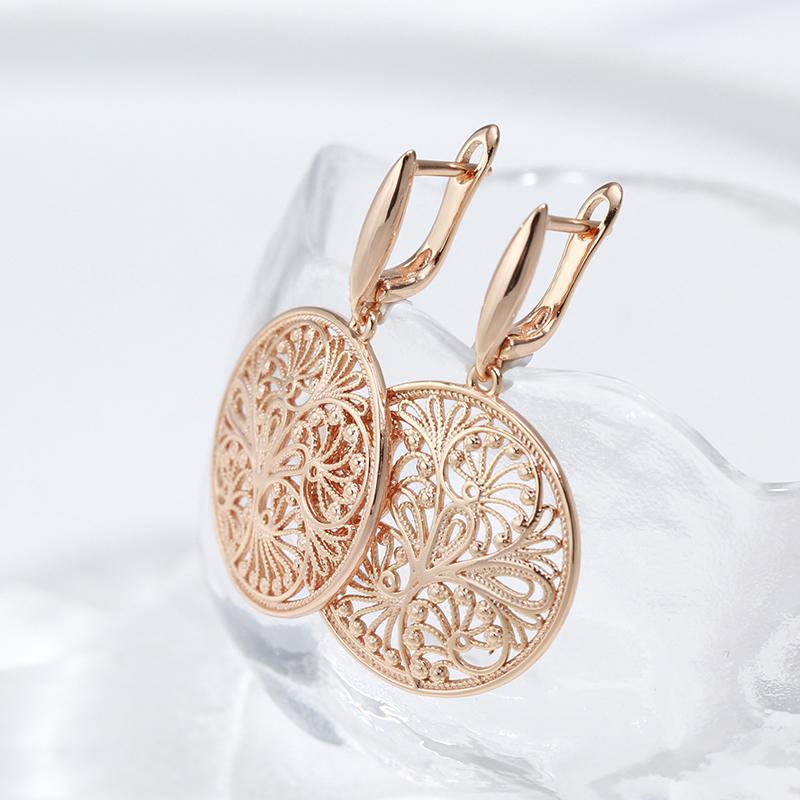 Hollow Embossed Round Large Dangle Earrings for Women Ethnic Daily Vintage Jewelry Statement Accessories