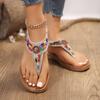 Bohemian Style Flat Sandals for Women Clip Toe Gladiator Sandals Woman Retro Summer Casual Beach Shoes Anti Slip Flip Flops