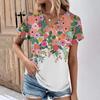 Fashion Women's T-Shirts Fashion Tops V-Neck Floral Print T Shirt Female Short Sleeve Top Casual Tees Summer Oversized Tshirt