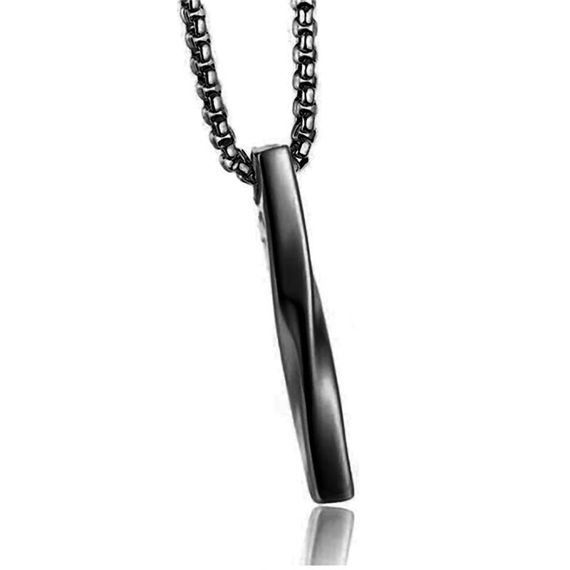 Rectangle Pendant Necklace Men Stainless Steel Chain Necklace Jewelry Gift