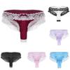 Sexy Mens Lace Briefs Open Butt Low G-string Thong Underwear Panties