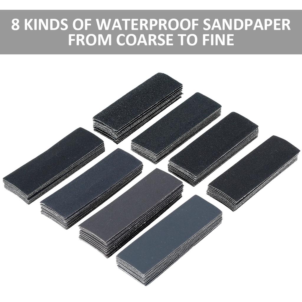 Micro Sander Kit with 80Pcs Sand Paper 80-800Grit Sandpaper DIY Hand Wet Dry Detail Sandpaper for Wood Furniture Metal Polishing