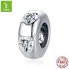 Pure Heart S925 Silver Spacer Beads, Simple Heart-Shaped Zircon Diy Beads Accessories Scc1931