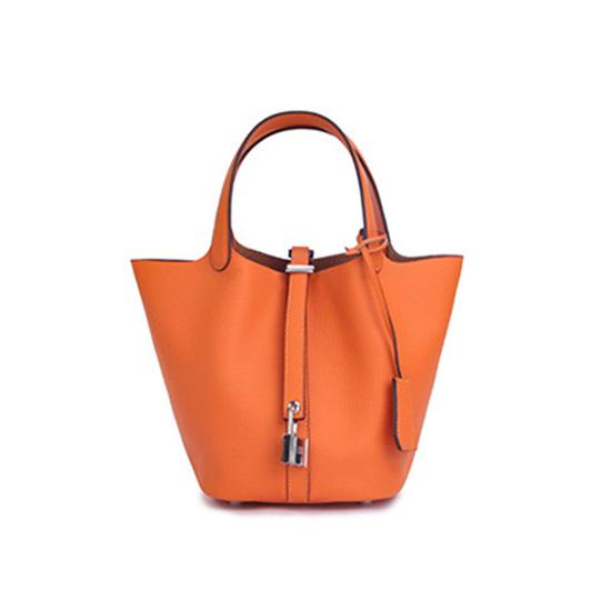 Genuine Leather Women Handbags Designer Small Tote Bag Without Logo First Layer of Cowhide Shoulder Shopping Bag With Silver-tone Padlock