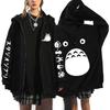 Anime Totoro Sweatshirts Men and Women Zipper Jackets Hooded Sweatshirts Casual Hip Hop Zip Up Hoodie