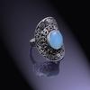 Natural Blue Chalcedony Gemstone 925 Sterling Silver Ring Size 10.5 T7q94
