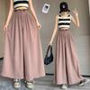 Summer Thin Plus Size HighWaist Relaxed 9/10 Length Chiffon Culottes for Women Draped WideLeg Pants