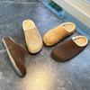 Leather Bag Head Slippers Women's 2025 Winter New One-pedal Cotton Shoes Casual Velvet Half Slippers Versatile Women's Shoes Trend