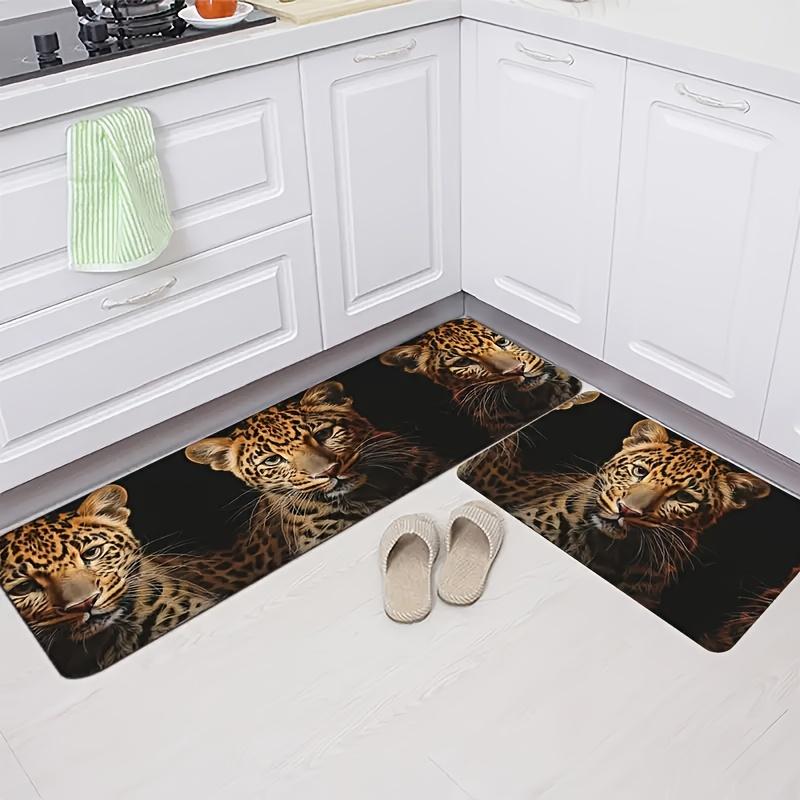 1Pcs  Animal Leopard Pattern Floor Mat Modern Kitchen Polyester Rug Non-Slip Colorful Indoor Carpet, For Home Bathroom Bedroom Living Room Decor