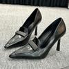 Fashion Sexy Pointed Toe Patent Leather High Heels Women Fashion Sewing Thin Heel Designer Shoes Elegant Comfort Commuting Office Shoes