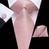 Men Ties Pink Silk Necktie Handkerchief Cufflinks Set Wedding Party