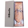 Gift for Mens Necktie Set Paisley Silk Tie with Silver Tie Clips Hanky Cufflinks with Gift Box
