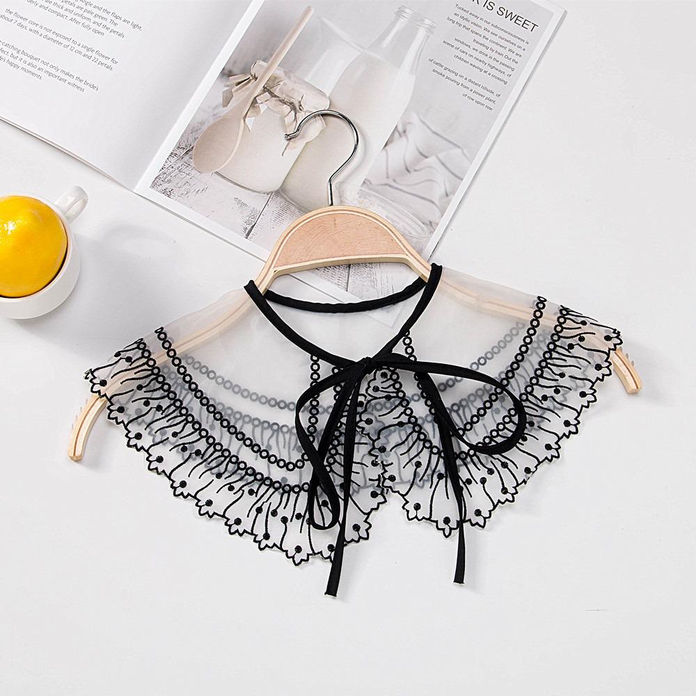 Белая шаль с кружевной отделкой и воротником Питер Пэн - Женский милый модный аксессуар