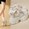 Small Thick-soled Dad Shoes for Women's Casual New Summer Thin Mesh Breathable White Shoes Height-enhancing Sports Shoes