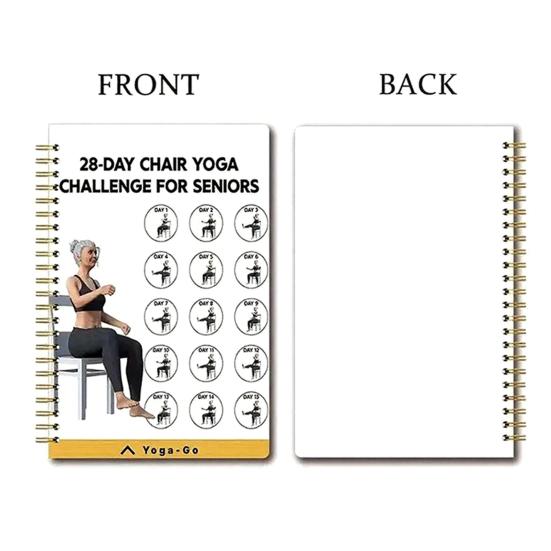 28-Day Chair Yoga Challenge Spiral Notebook Thick Paper Fitness Planner for Seniors Beginners Versatile Gift for Home Office School
