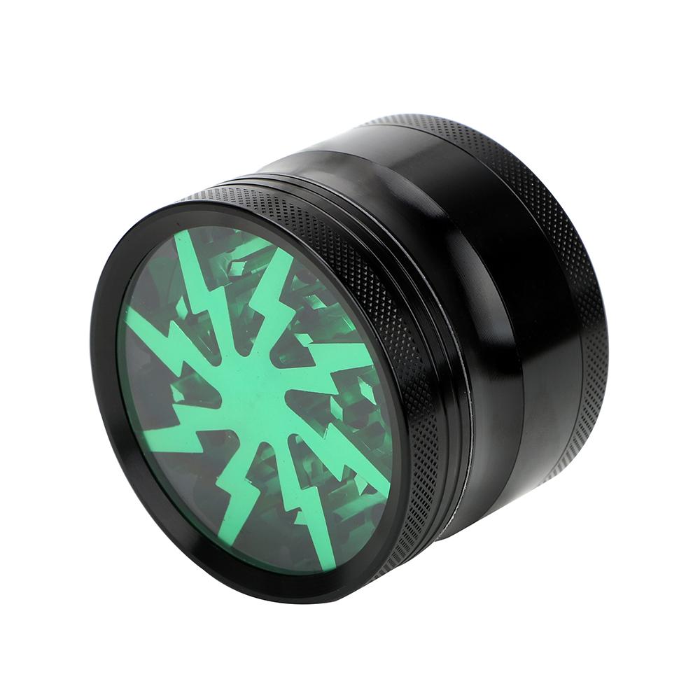 63MM 4-layer Manual Spice Cutter Aluminum Alloy Grinder Latest Lightning-Shaped Transparent