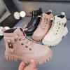 Children's Short Boots Autumn and Winter New Korean Style Plus Velvet Little Boys/girls Princess Leather Boots
