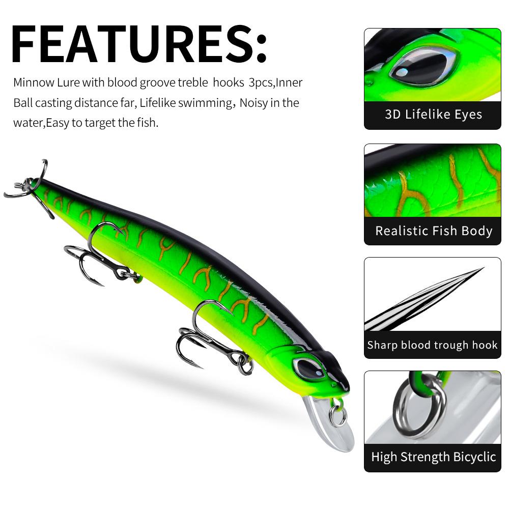 Floating Minnow Lure Bait 15cm/19cm Plastic Biomimetic Bait for Freshwater Sea Fishing, Perch with Upturned Mouth