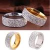 Unisex Men Women Rhinestones Five Rows Wedding Inlaid Band Knuckle Couples Ring