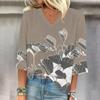 Women's Shirt Blouse Casual Loose Shirts  3/4 Sleeve  Print  V Neck Tops Print  Tops T-shirts Tee