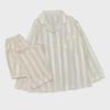 Women's Striped Long-Sleeve Pajamas - Spring/Summer Solid Color