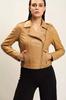 Womens Leather Jacket Tan Genuine Lambskin Handmade Stylish Casual Motor Biker
