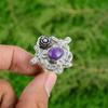 Натуральный африканский аметист серебро 925 пробы кольцо с несколькими камнями в виде цветка с регулируемым размером для девочек