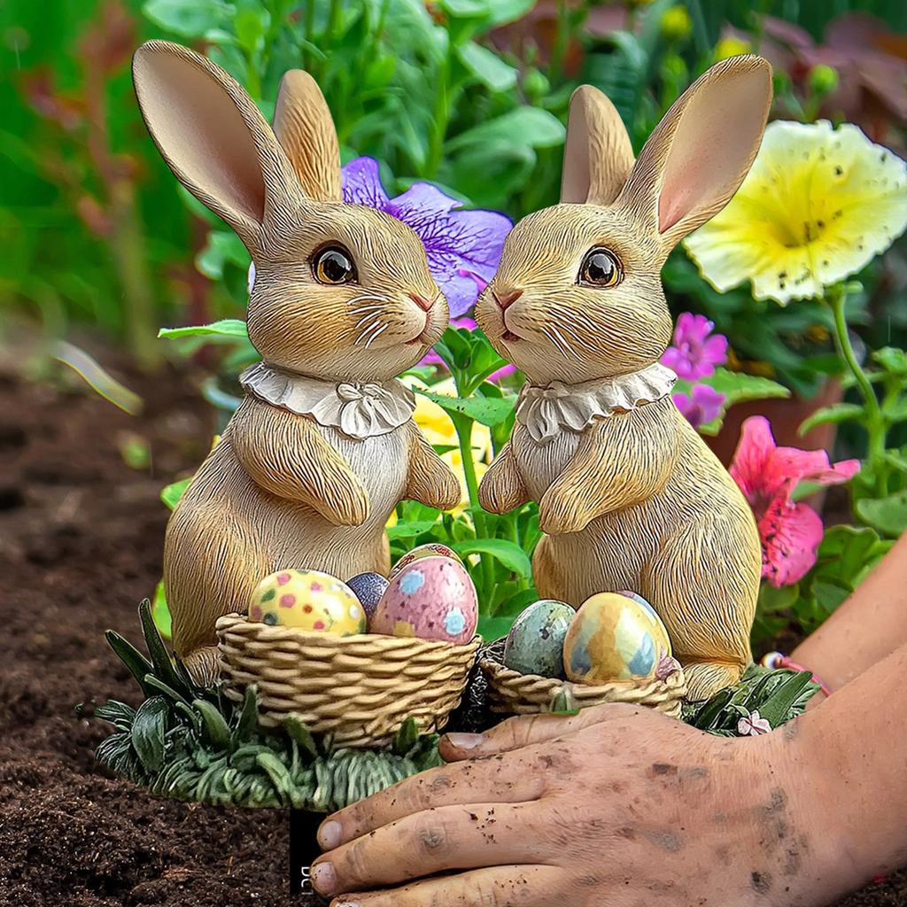 Easter Rabbit and Eggs Garden Stake Acrylic Waterproof Outdoor Decoration Yard Ornament for Seasonal Celebration