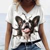 Summer V-neck 3D Animal Printed Top Fashionable Casual Short Sleeved Women's T-shirts