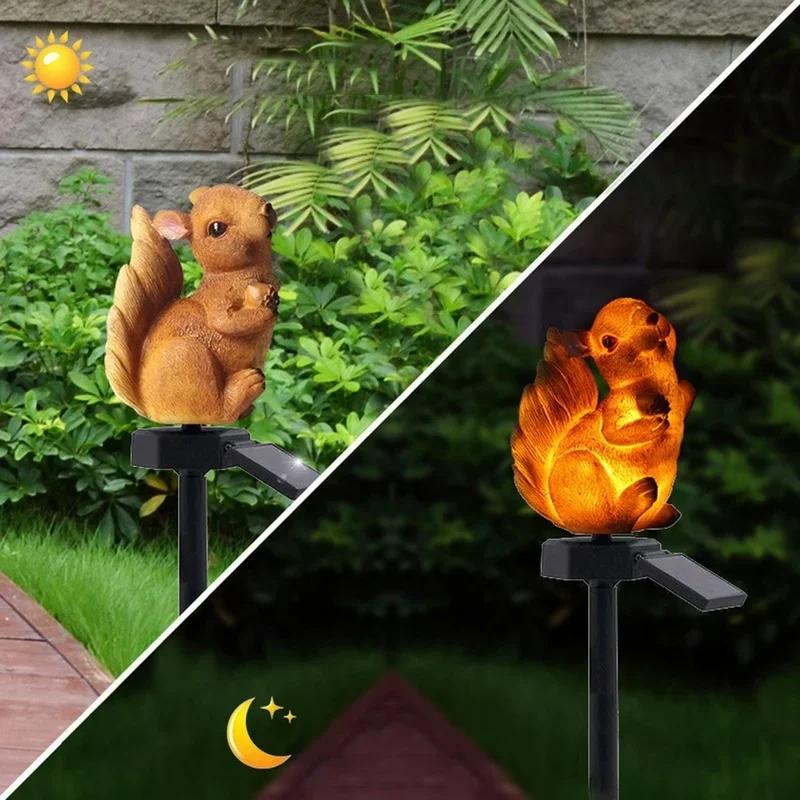 Squirrel Outdoor Light LED Solar Cute Squirrel Plug Lights Garden Decoration Animal LED Decor Light Waterproof Garden Lamp