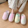 Fashion Tie Dye Gradient Plush House Slippers for Women Faux Fur Soft Sole Indoor Cotton Shoes Woman Winter Warm Flat Furry Slippers
