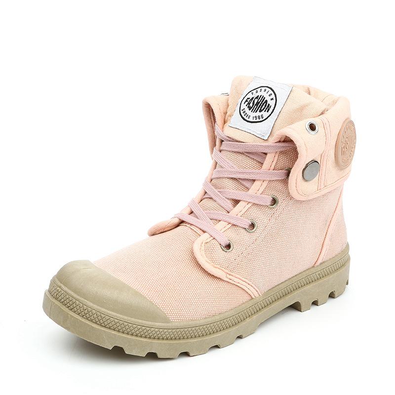 Women Mid Cut Canvas Boots Size 35-41 Outdoor Military Style Boots Workwear Shoes Trendy Couple's Sneakers Flat Bottom
