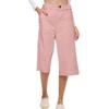 Women's Solid Color Cotton And Linen Fashionable Loose High Waist Cropped Casual Pants