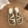 Roman Style Slippers for Women's Outdoor Wear, Summer Korean Version, One Foot Casual Beach Vacation Sandals