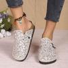2025 New Women Slippers Casual Non Slip Flat Sandals Spring Sequined Half Slippers with Cork Toe Comfortable Shoes Slides Women