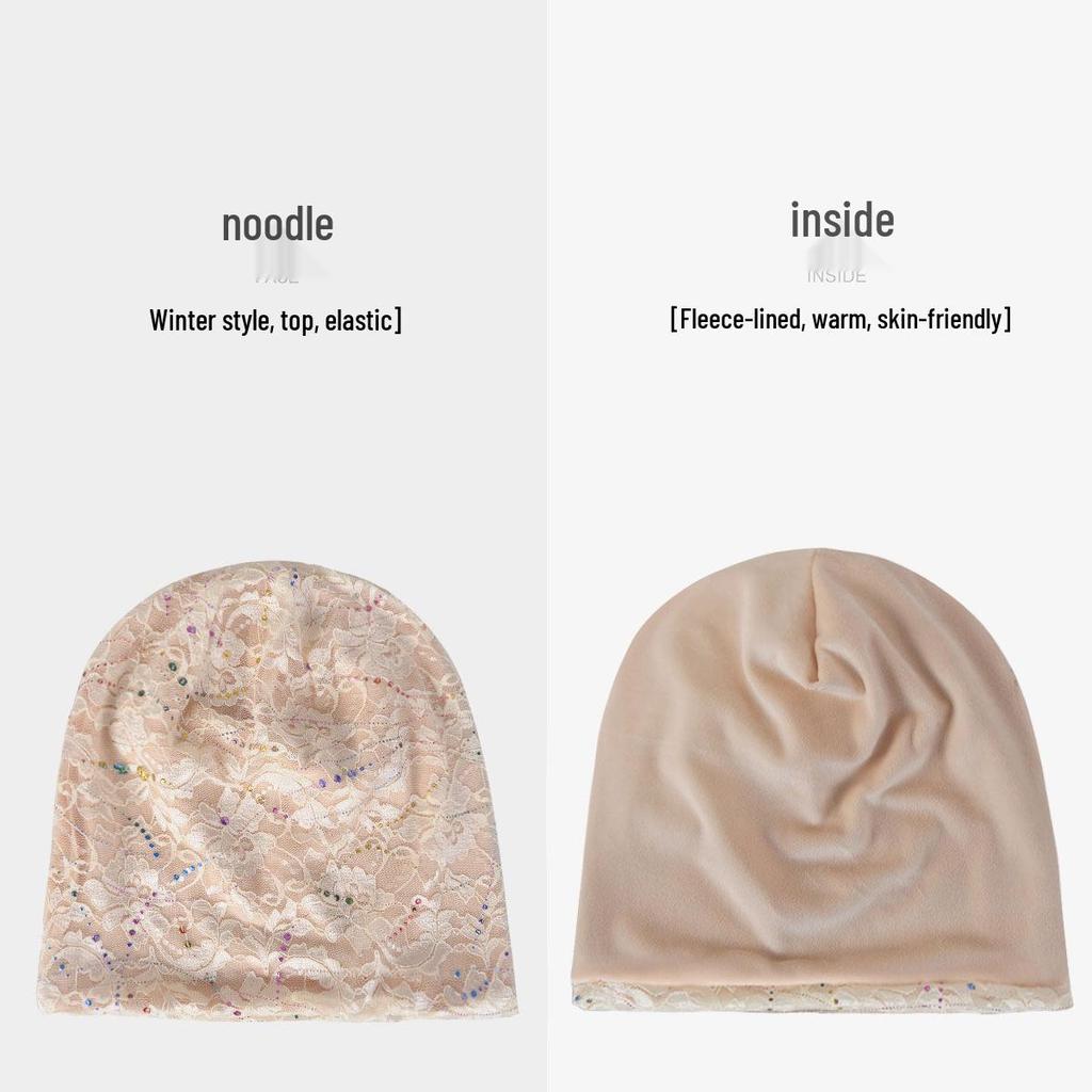 Breathable Double-Layer Lace Head Wrap for Women - Sun Protection Fashion Hat for Spring/Summer