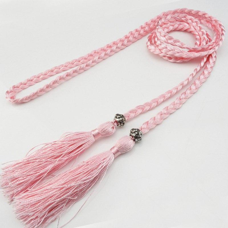 Women's Belt Woven Tassel Waist Strap Student Belt Thin Waist Chain Bow Rope Skirt Knotted Decorative Korean Style
