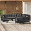 Day and Night - Day and Night Garden Furniture 9 Pieces and Cushions Black Solid Pine Wood