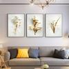 Nordic Decoration Pictures Golden Plant Leaves and Flowers Wall Art Canvas Painting Wall Pictures for Living Room Modern Decor