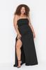 Women's Style Plus Size Black Woven Thin Strap Evening Dress