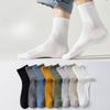 5 Pairs of Thin Antibacterial Four-season Mid-calf Mesh Cotton Socks, Pure Cotton Sweat-absorbing Men's Business Solid Color Combination